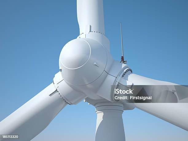 Foto de Turbina Eólica e mais fotos de stock de Agricultura - Agricultura, Azul, Cena Não-urbana