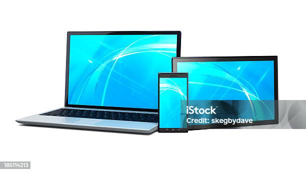 Technologietrio Laptop Smartphone Tablet Stockfoto und mehr Bilder von Tablet PC - Tablet PC, Laptop, Ware