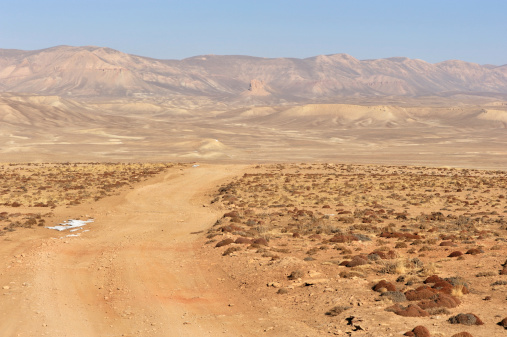 Dirt road through desert, Afghanistan