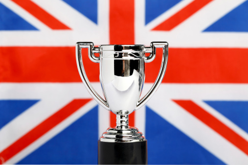 Winners Trophies with union jack
