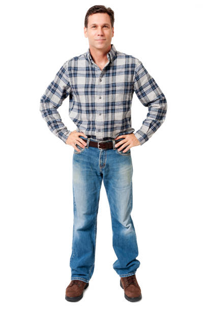 istock Rugged Casual Workman Laborer Isolated on White Background 185115137
