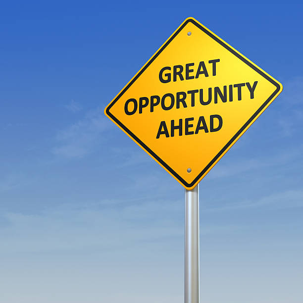istock Great Opportunity Ahead Road Warning Sign 185115208