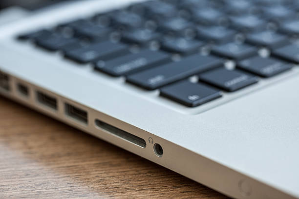 istock Laptop Ports, Closeup, Audio Jack in Focus 185115610