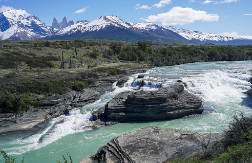 Salto Grande waterfall at Torres del Paine national park, patagonia, Chile