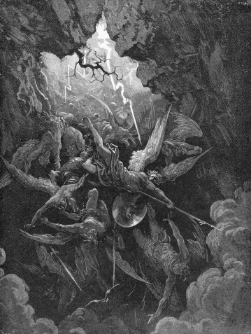 Devilish abyssA scene from Milton's Paradise Lost. Original engraving from 1870 by Gustave DorA.