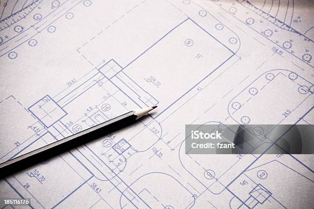 Architecture Blueprint Detail Stock Photo - Download Image Now - Architect, Architecture, Blueprint