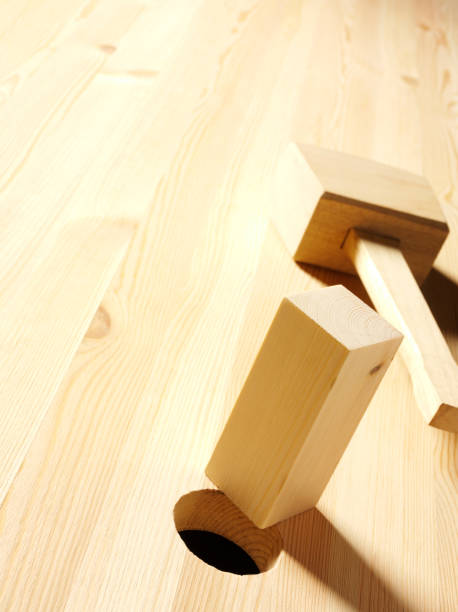 istock Wooden Mallet on Wood with a Round Hole 185116803
