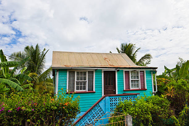 Colorful wooden house in the village of Windward, Carriacou Island, Grenada W.I. Canon EOS 5D Mark II