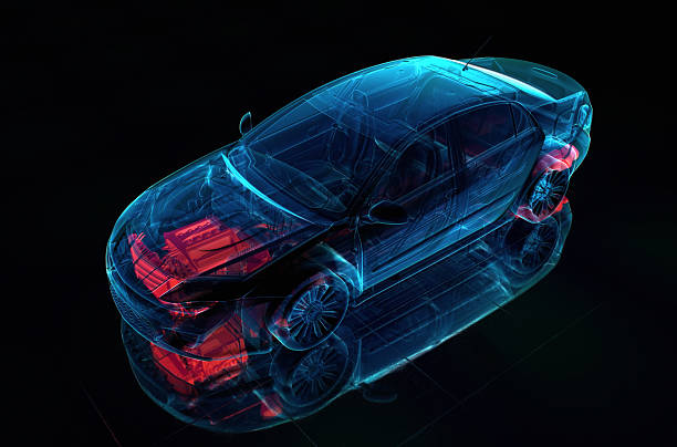 istock X ray silhouette of a car with red highlights on black 185118042