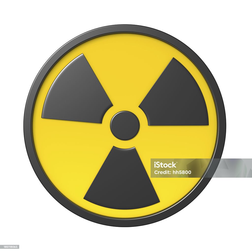 3D Radiation Sign  Nuclear Power Station Stock Photo