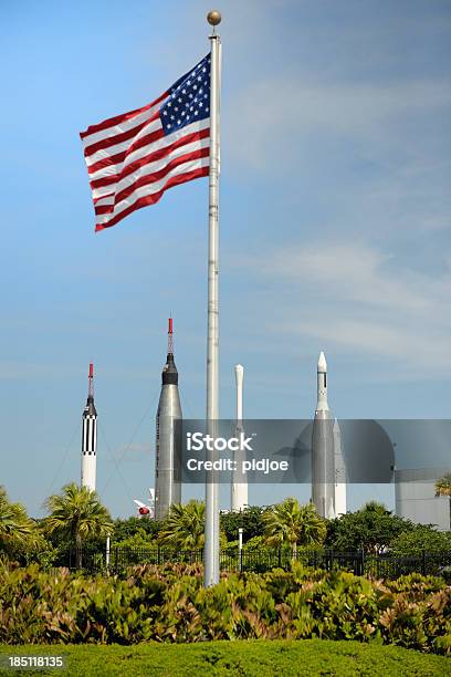 American Flag At Rocket Park Nasa Kennedy Space Center Stock Photo - Download Image Now