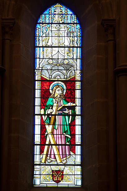 istock Stained glass windows of Geneva Cathedral (St-Peter) 185118290