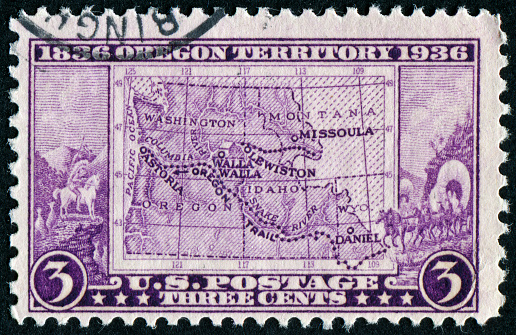 Cancelled Stamp From The United States Commemorating The 100th Anniversary Of The Oregon Territory