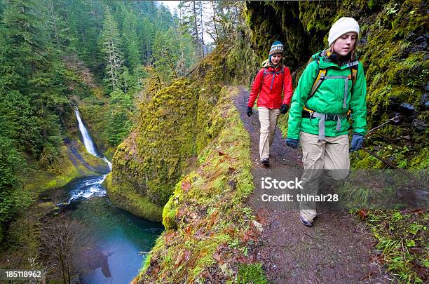 Wanderer In Schlucht Stockfoto und mehr Bilder von Wasserfall - Wasserfall, Gehen, Pazifischer Nordwesten der USA