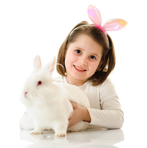 istock Little girl with Easter bunny 185118988