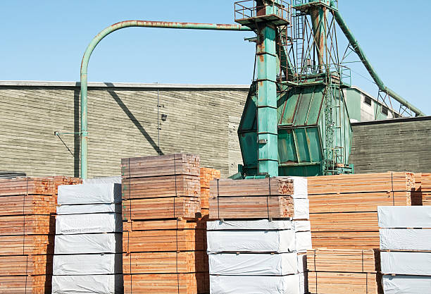 bielony redwood w skład drewna - timber lumber industry redwood stack zdjęcia i obrazy z banku zdjęć