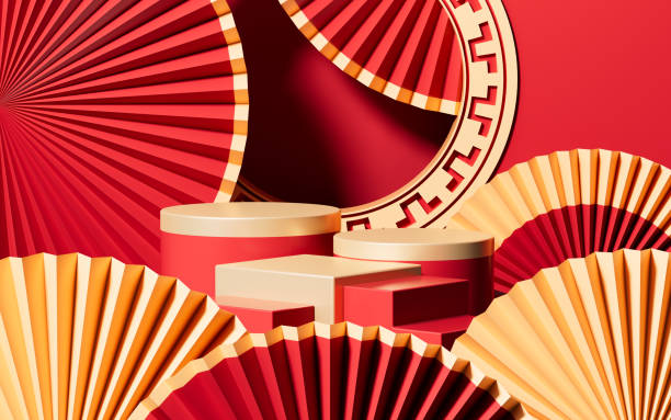 istock Chinese traditional background, Chinese style background and empty stage, e-commerce background, 3d rendering. 1851205474