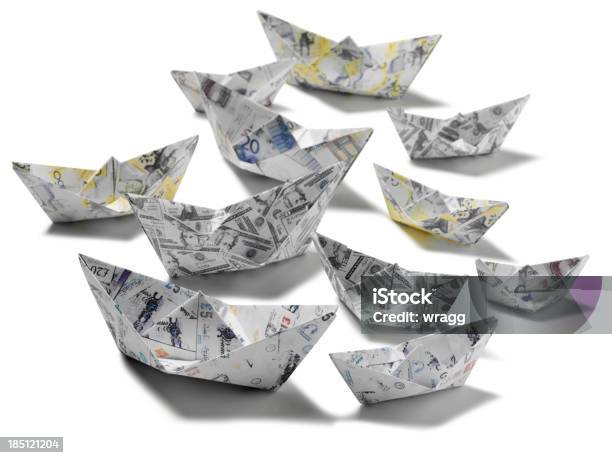 Foto de Frota De Barcos De Papel Origami e mais fotos de stock de Nota de dólar americano - Nota de dólar americano, Origami, Veículo Aquático