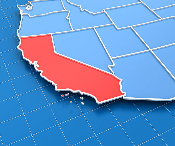 istock 3d render of USA map with California state highlighted 185121496