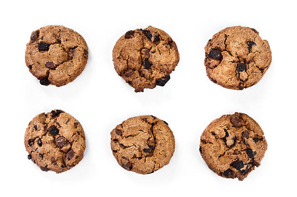 Cookies with dark and milk chocolate chunks isolated stock photo