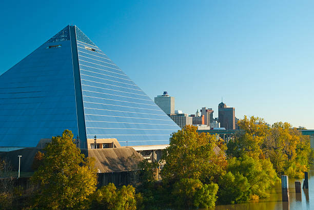Memphis skyline and pyramid closeup A closer view of the Memphis skyline with the Pyramid Arena to the side. memphis tennessee stock pictures, royalty-free photos & images