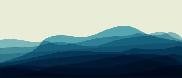 Vector illustration of Vector Abstract Blue Mountain Panorama Landscape Background,For cover,prints,poster,wallpaper arts,home decoration design