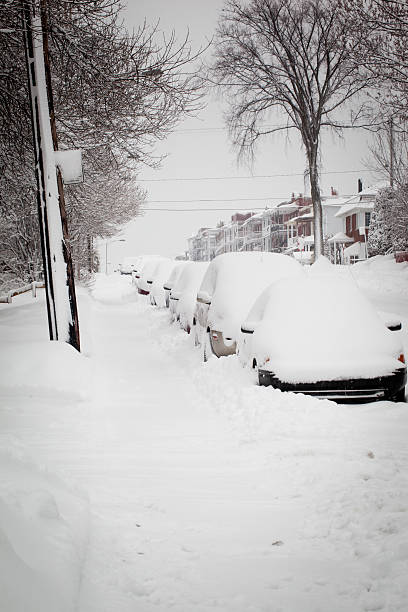 istock Car cover with snow after snowdrift 185122262
