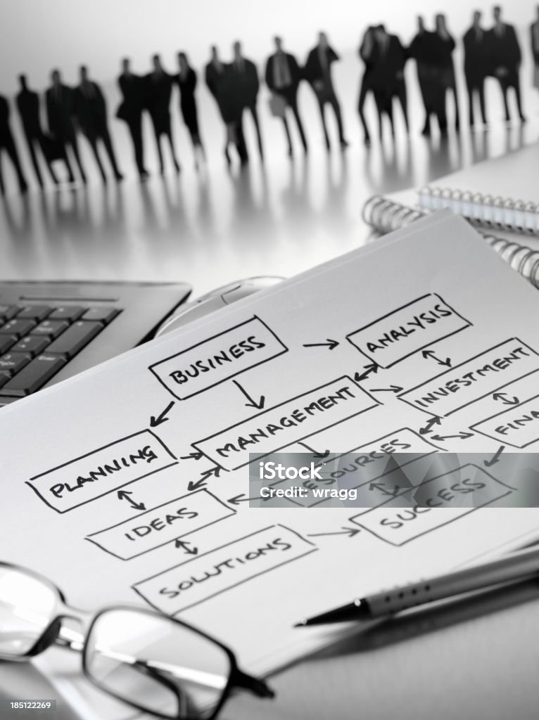 Diagramma di flusso e il lavoro di squadra - Foto stock royalty-free di Marketing