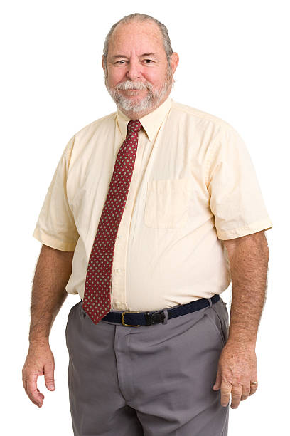 senior homme en chemise et cravate - overweight men businessman isolated photos et images de collection