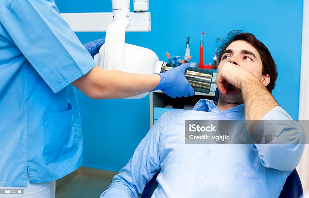 치과 X-선 전문적이다 위한 환자 준비 - 로열티 프리 2명 스톡 사진
