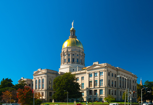 Georgia State Capitol building, houses the State Government offices and the General Assembly.  Built in the Neo-Classical architectural style with a gold leaf dome.