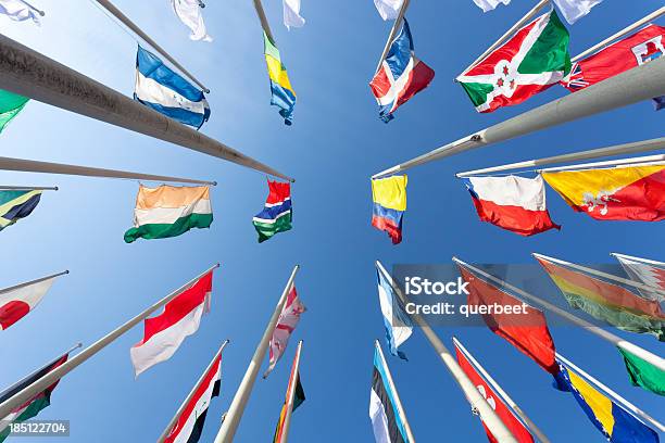 United Flags Stock Photo - Download Image Now - United Nations, National Flag, Directly Below