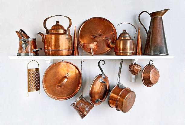 istock Old copper utensil on a shelf 185123043