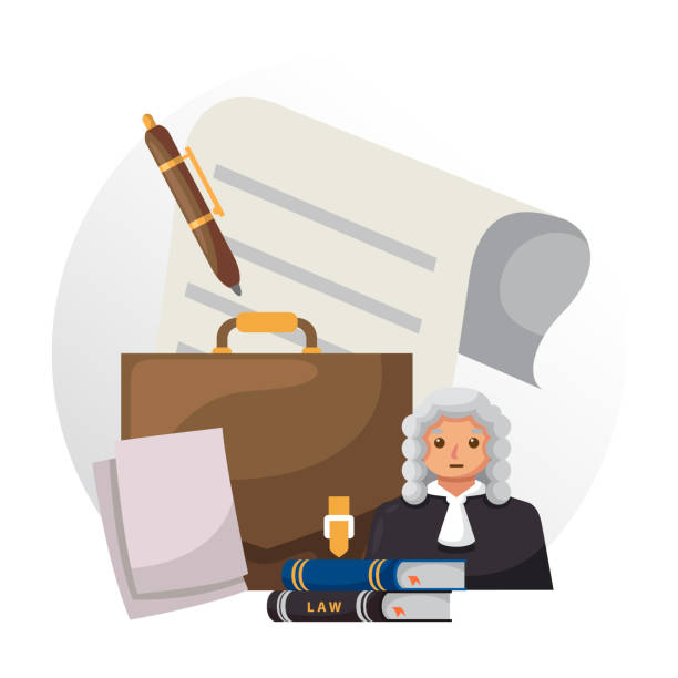 illustrationsdesign für recht und gerechtigkeit für anwaltskanzleien - law weight scale legal system gavel stock-grafiken, -clipart, -cartoons und -symbole