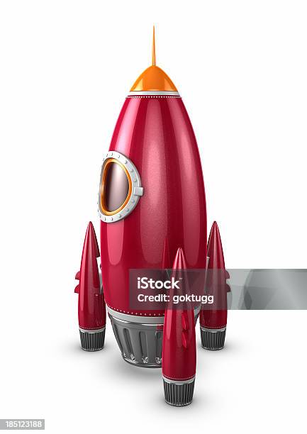 Red Rocket Ship Ready To Take Off Stock Photo - Download Image Now - Rocketship, Alien, Cut Out