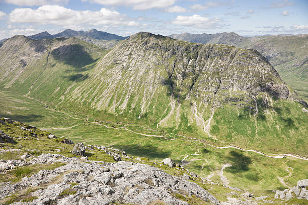 Buachaille Etive Beag, Glencoe "Looking down on Glencoe and the ridge of Buachaille Etive Beag, seen from the adjacent ridge of Buachaille Etive Mor." buachaille etive beag photos stock pictures, royalty-free photos & images