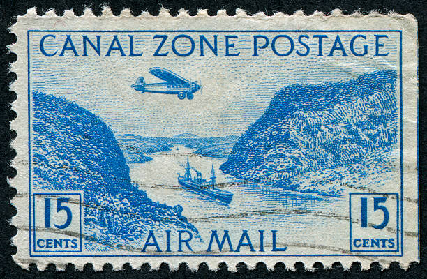 パナマ運河 stamp - panama canal panama postage stamp canal ストックフォトと画像