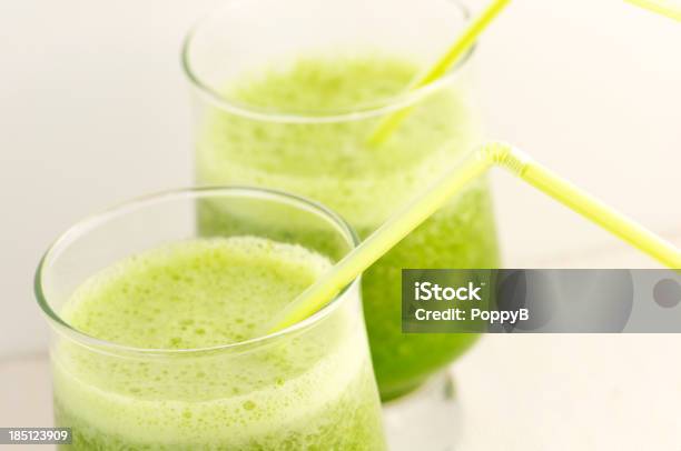 Green Smoothies On White Background Stock Photo - Download Image Now - Blended Drink, Close-up, Cold Drink