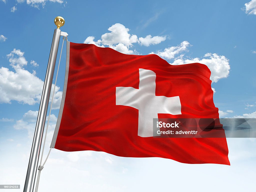 手を振るスイス国旗 - 旗のロイヤリティフリーストックフォト