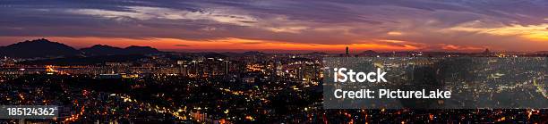 Seoul Korea Cityscape At Dusk Stock Photo - Download Image Now - Aerial View, Asia, Bridge - Built Structure