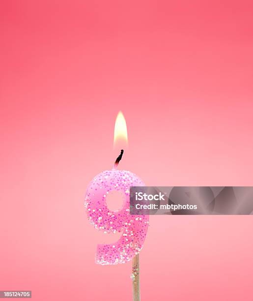 Zahl 9 Kerze Stockfoto und mehr Bilder von Kerze - Kerze, Zahl 9, Rosa
