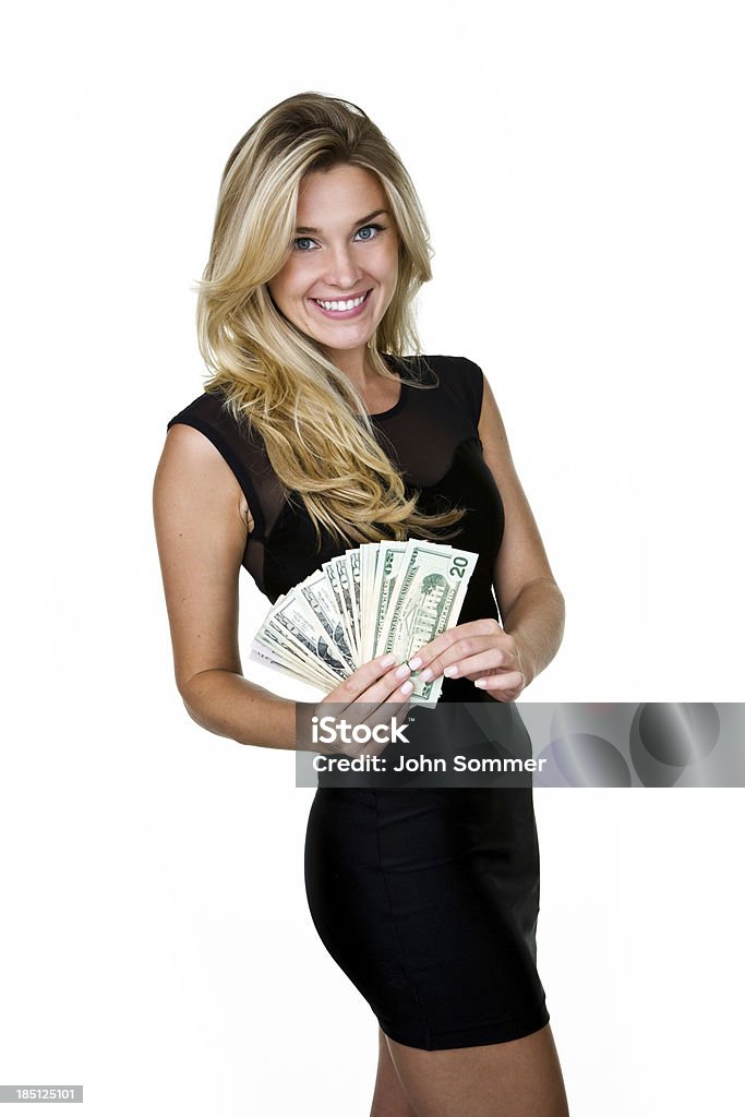 お金を持つ女性 - 紙幣のロイヤリティフリーストックフォト