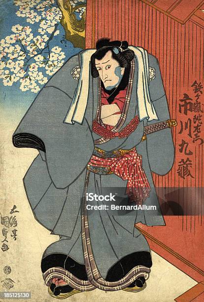 Giapponese Stampe Di Kabuki Attore - Immagini vettoriali stock e altre immagini di Stampa giapponese - Stampa giapponese, Cultura giapponese, Giappone