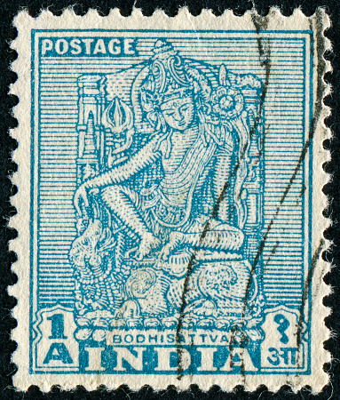 Cancelled Stamp From India Featuring The Bodhisattva Or Buddha.