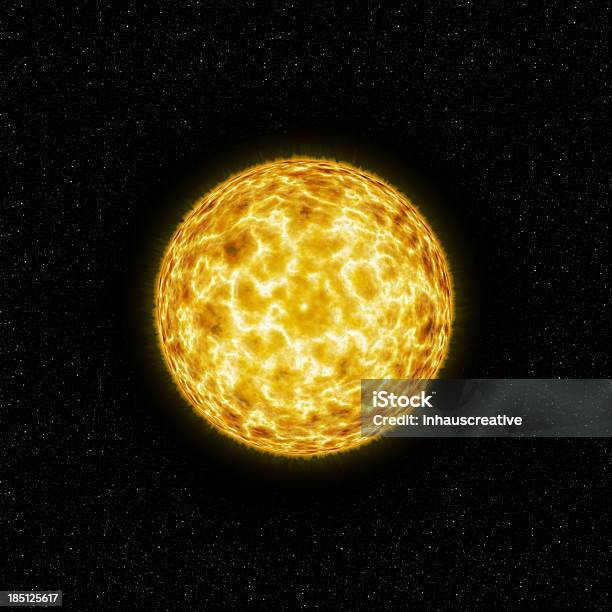 Sun And Starfield Stock Photo - Download Image Now - Digitally Generated Image, Illustration, Nature