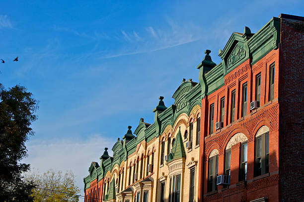 19. jahrhundert sandsteinziegel row houses, park slope und brooklyn, nyc - brooklyn brownstone new york city row house stock-fotos und bilder