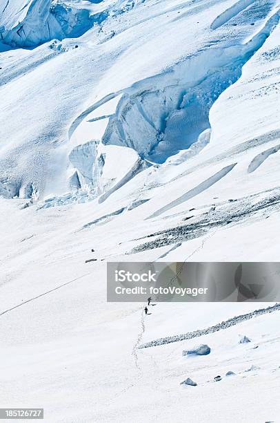 Foto de Montanhistas Crossing Snowy Alpes Natureza E Geleira e mais fotos de stock de Alpes europeus