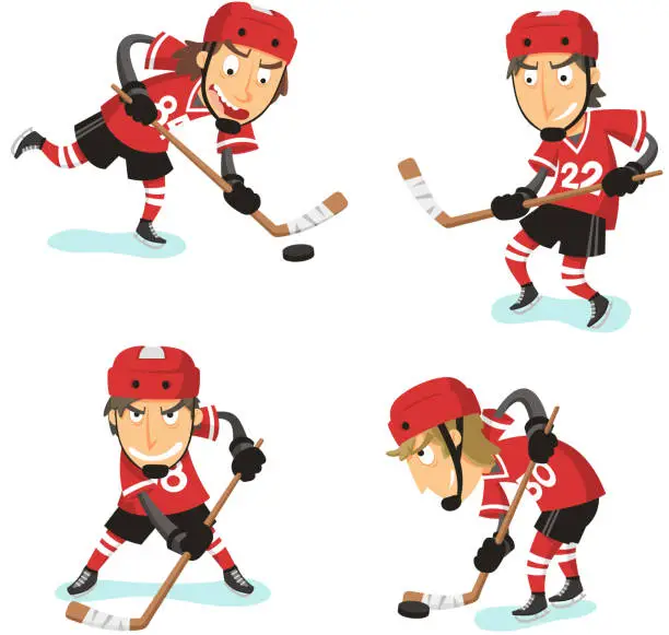 Vector illustration of Ice Hockey Action Set