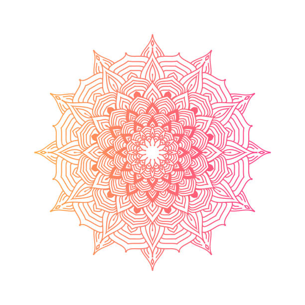 ilustrações, clipart, desenhos animados e ícones de mandala de gradiente redondo com padrões florais, ornamento redondo étnico, motivo indiano desenhado à mão, tema de henna de yoga de meditação mehendi - white background yoga backgrounds relaxation exercise