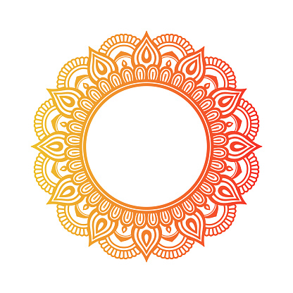 Gradient color mandala on white isolated background, Mandala with floral patterns. Ornaments